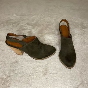 Green Faux Suede Mule